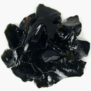 1 lb Rough Black Obsidian Mixed Size Volcanic Glass Tumbling Gem Rock Specimens